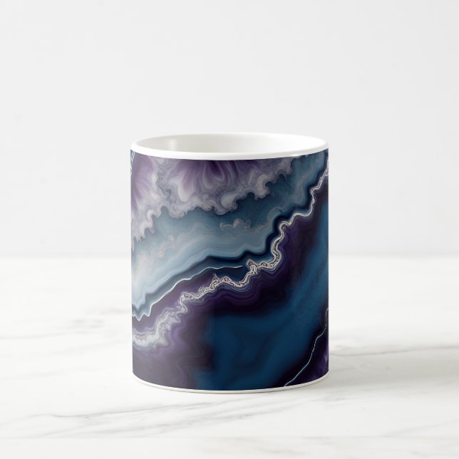 Purple Blue White Agate Marble design  Coffee Mug (Center)