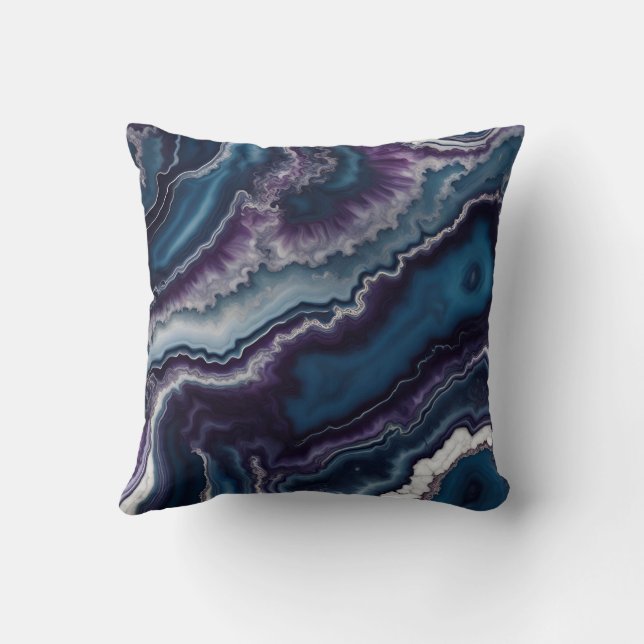 Purple Blue White Agate Marble design  Cushion (Back)