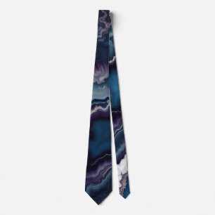 Purple Blue White Agate Marble design Tie