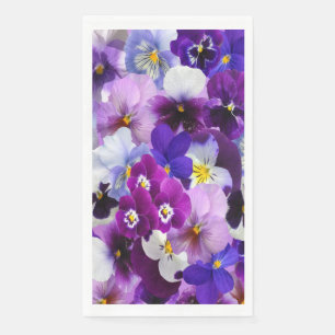 Purple Blue White Floral Pansy Pansies Flowers Napkin