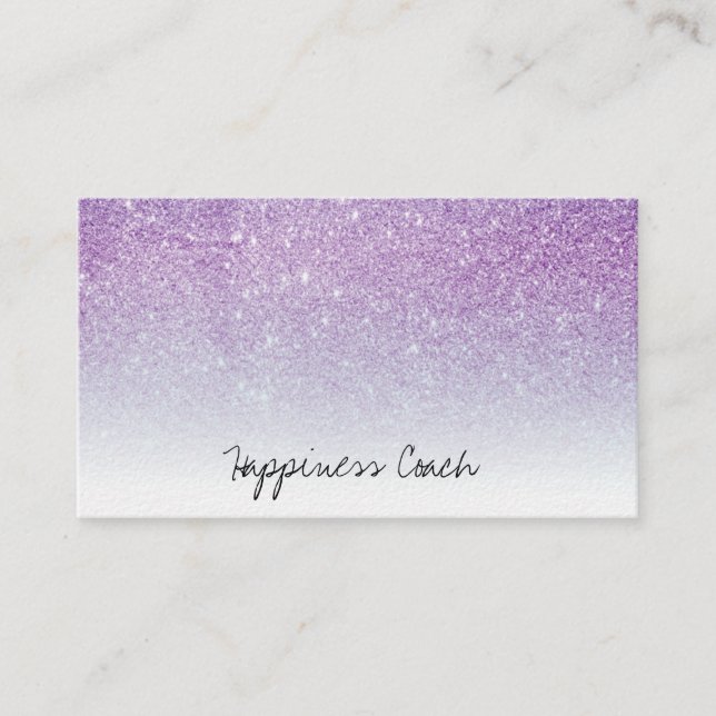 *~* Purple Blue White Ombre Gradient Glitter Business Card (Front)