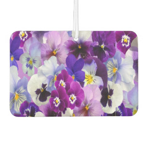 Purple Blue White Pansy Floral Flowers Car Air Freshener