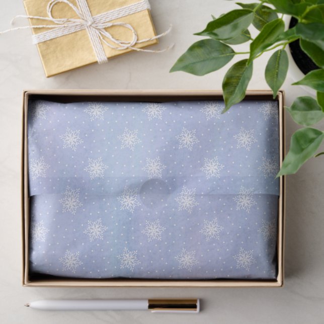 Purple Blue White Snowflakes Polka Dots Tissue Paper (Gift)