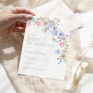Purple & Blue Wildflowers Baby in Bloom Shower Invitation