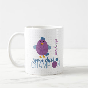 Purple & Blue Yarn Chicken Champion Coffee Mug