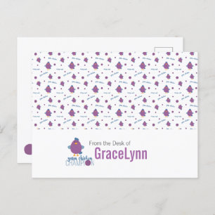 Purple & Blue Yarn Chicken Champion Postcard