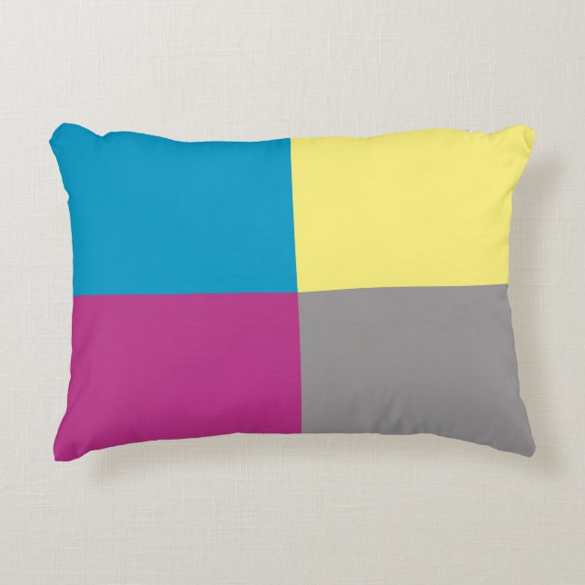 Purple Blue Yellow Grey Pattern Decorative Cushion (Front)