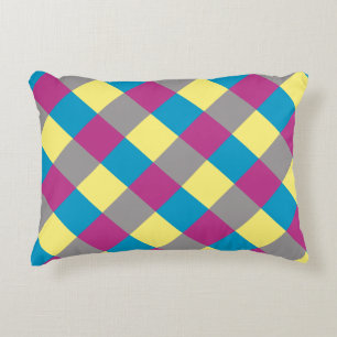 Purple Blue Yellow Grey Pattern Decorative Cushion
