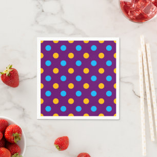 Purple Blue Yellow Polka Dots Design Napkin