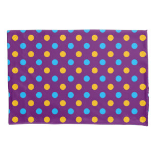 Purple Blue Yellow Polka Dots Design Pillowcase
