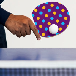 Purple Blue Yellow Polka Dots Design Ping Pong Paddle