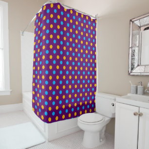 Purple Blue Yellow Polka Dots Design Shower Curtain