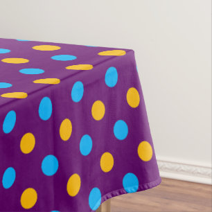 Purple Blue Yellow Polka Dots Design Tablecloth
