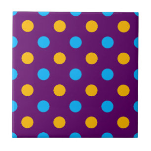 Purple Blue Yellow Polka Dots Design Tile