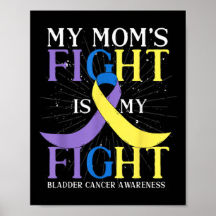 Purple Blue Yellow Ribbon Mum Bladder Cancer Aware Poster