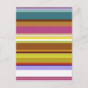 Purple Blue Yellow Stripes Retro Postcard