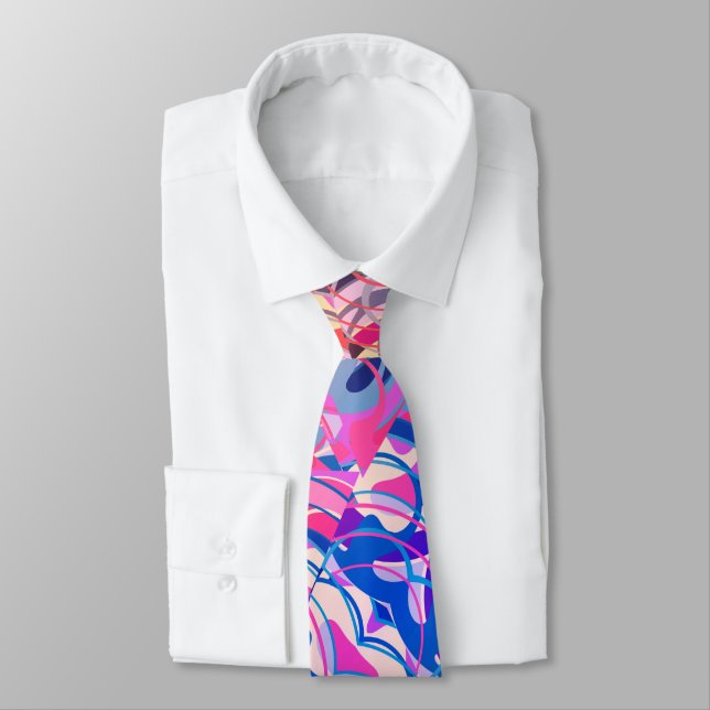 Purple, Blues Colourful Abstract Tie (Tied)