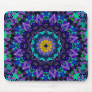 Purple Blues Sunflower Geometric Art Mousepad