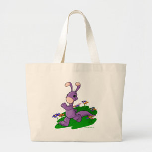 Purple Blumaroo marching through Roo Island Large Tote Bag