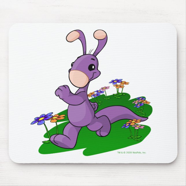 Purple Blumaroo marching through Roo Island Mouse Mat (Front)