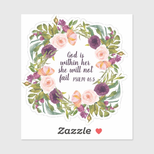 Purple Blush Pink Floral Bible Verse God is Within (Sheet)
