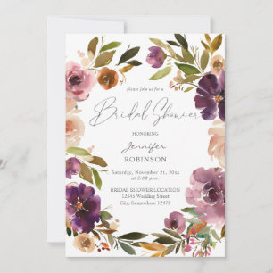 Purple & Blush Pink Floral Bridal Shower Invitation