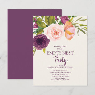 Purple Blush Pink Floral Empty Nest Party Card