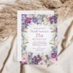 Purple Blush Pink Floral Foliage 21st Birthday Invitation<br><div class="desc">Elegant and artistic blush pink and purple watercolor floral and foliage 21st birthday party invitation for women. Text is fully customisable,  so design these invitations for anyone of any age. Contact me for assistance with your customisations or to request additional Zazzle products for your party.</div>