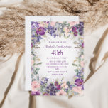 Purple Blush Pink Floral Foliage 40th Birthday Invitation<br><div class="desc">Elegant and artistic blush pink and purple watercolor floral and foliage 40th birthday party invitation for women. Text is fully customisable,  so design these invitations for anyone of any age. Contact me for assistance with your customisations or to request additional Zazzle products for your party.</div>