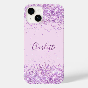Purple blush pink glitter name script Case-Mate iPhone 14 case