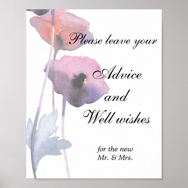 Purple blush poppy Advice and Well wishes  Poster (Front)