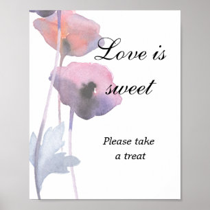 Purple blush poppy love is sweet bridal shower poster