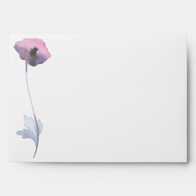 Purple blush poppy watercolor    envelope (Front)