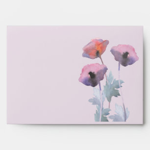 Purple blush poppy watercolor   envelope