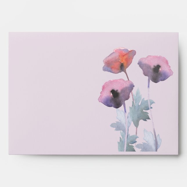 Purple blush poppy watercolor   envelope (Front)