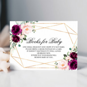 Purple & Blush Rose Books for Baby Enclosure Card