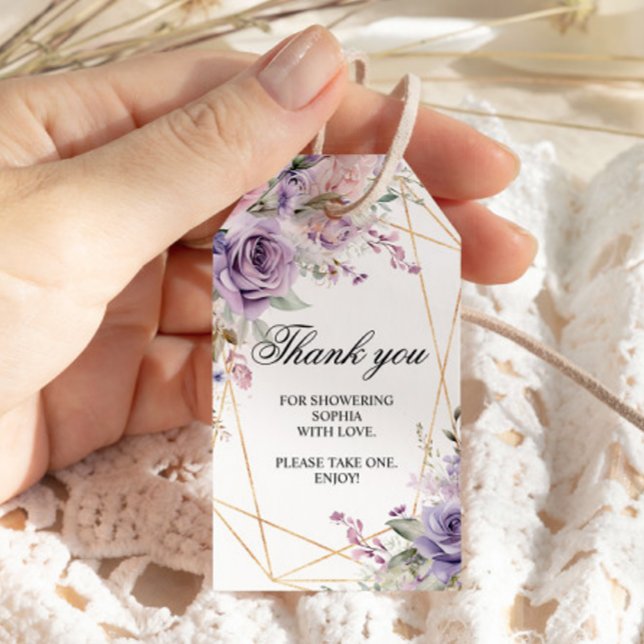 Purple & Blush Rose Flowers Gift Tag (Creator Uploaded)