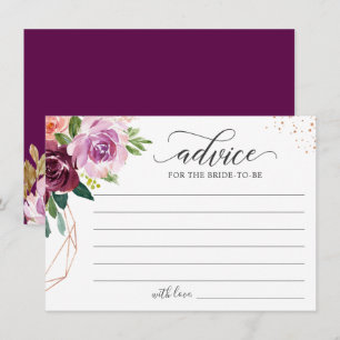 Purple Blush Rose Gold Floral Elegant Words of Advice Card