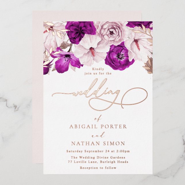 Purple Blush & Rose Gold Foil Wedding (Front/Back)
