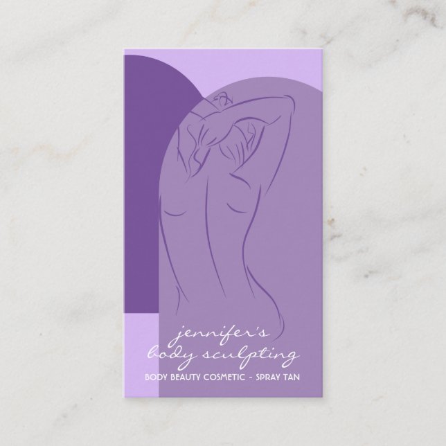 Purple Body Sculpting Contouring Spray Tan Salon Business Card (Front)