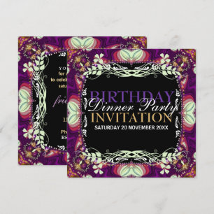 Purple Bohemian Birthday Dinner Party Event Invitation