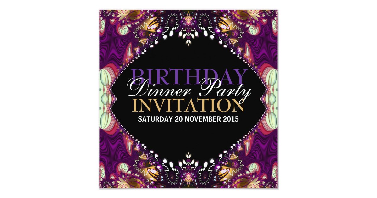 Purple Bohemian Birthday Dinner Party Invitation Zazzle