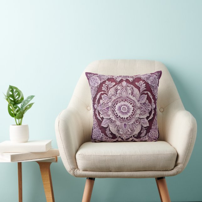 Purple bohemian mandala AI art  Cushion (Chair)