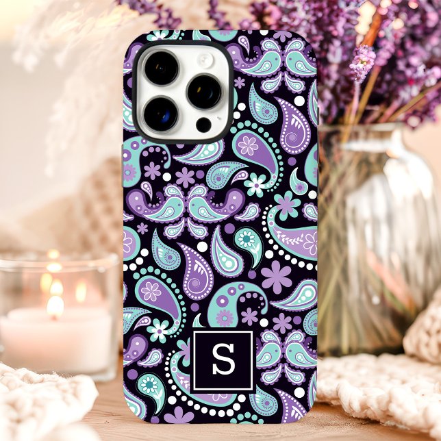 Purple Bohemian Paisley Cute Monogram Case-Mate iPhone Case (Creator Uploaded)