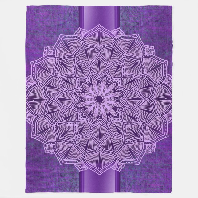 Purple Bohemian Style Fleece Blanket (Front)