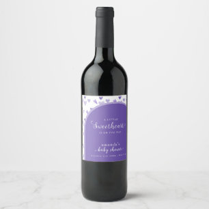 Purple Boho Arch Sweetheat Valentine Baby Shower Wine Label
