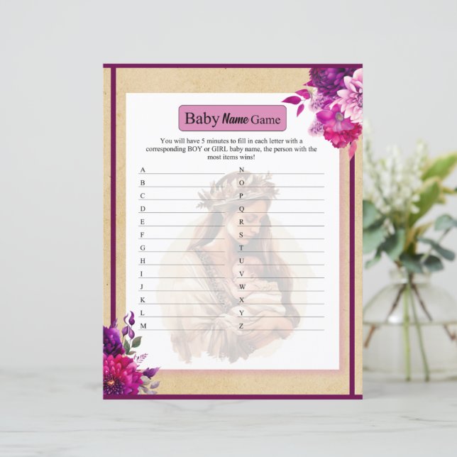 Purple Boho Baby Name Game (Standing Front)
