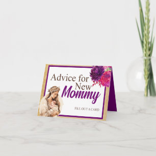 Purple Boho Baby Shower Advice for Mummy Table Card