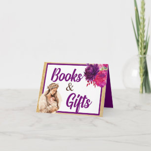 Purple Boho Baby Shower Books and Gifts Card