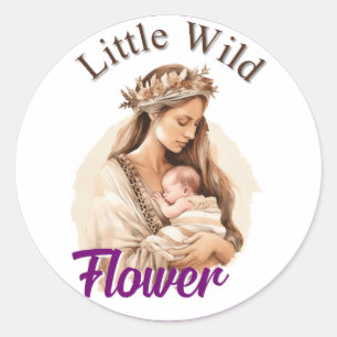 Purple Boho Baby Shower Classic Round Sticker
